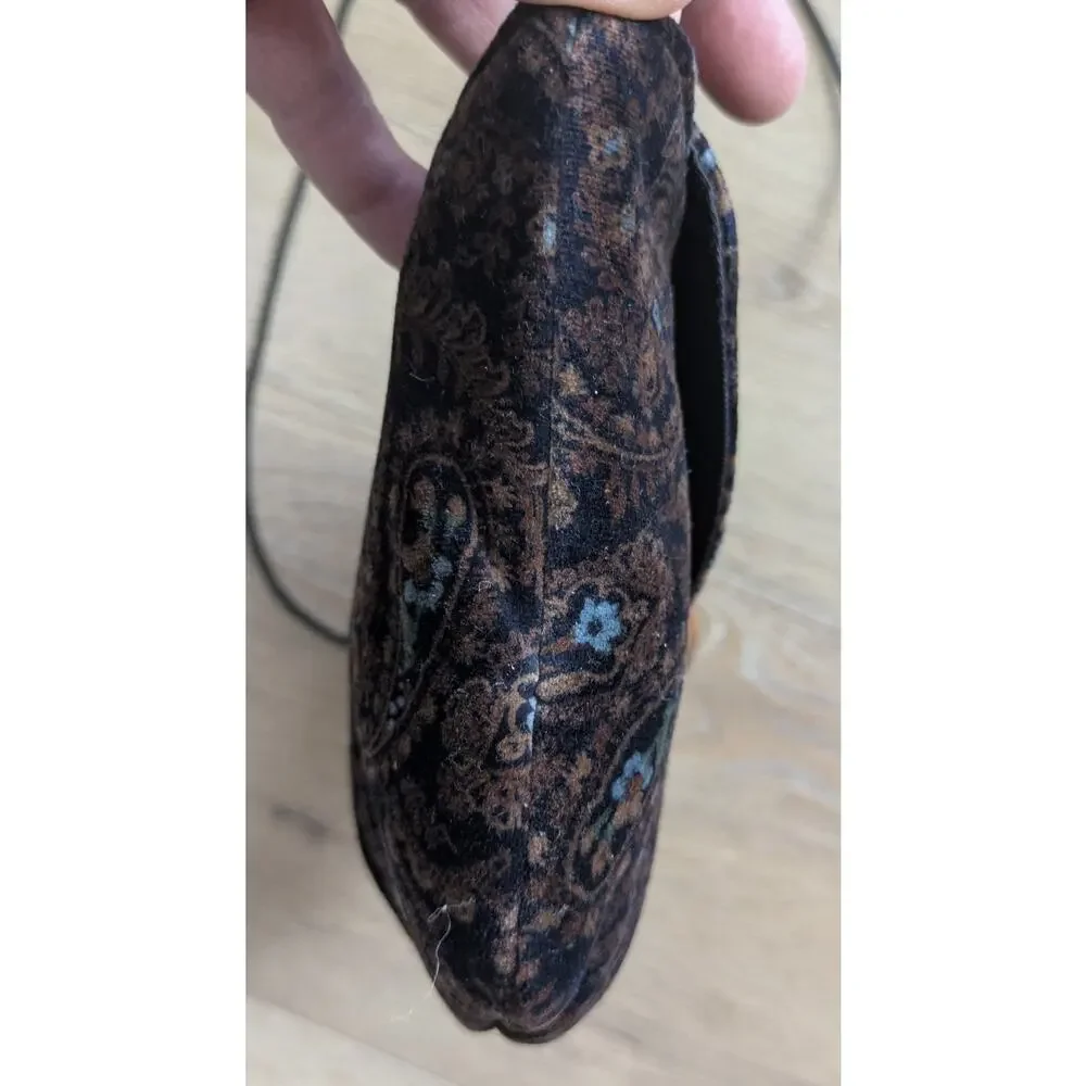 Vintage 90s HL USA Crossbody Bag Brown Paisley Velvet Corded Strap Boho Chic